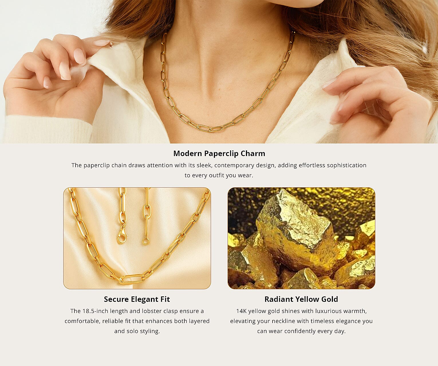 5mm Paperclip Chain Necklace in 14K Yellow Gold 18.5 Inches 8.10 Grams Banner