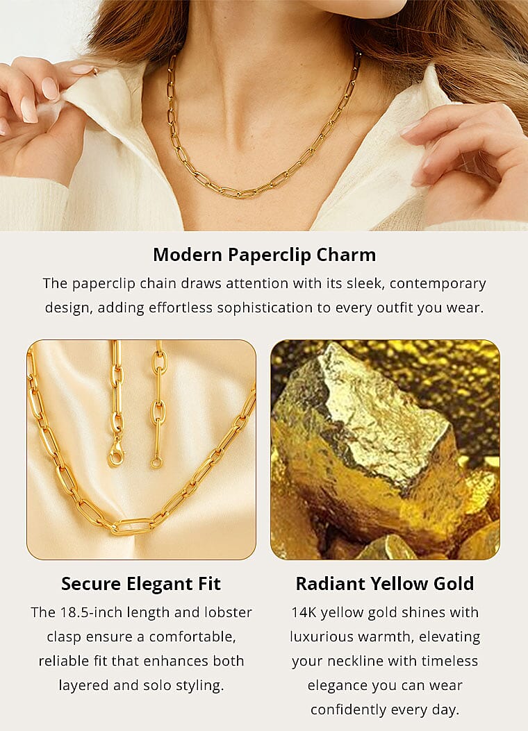 5mm Paperclip Chain Necklace in 14K Yellow Gold 18.5 Inches 8.10 Grams Banner