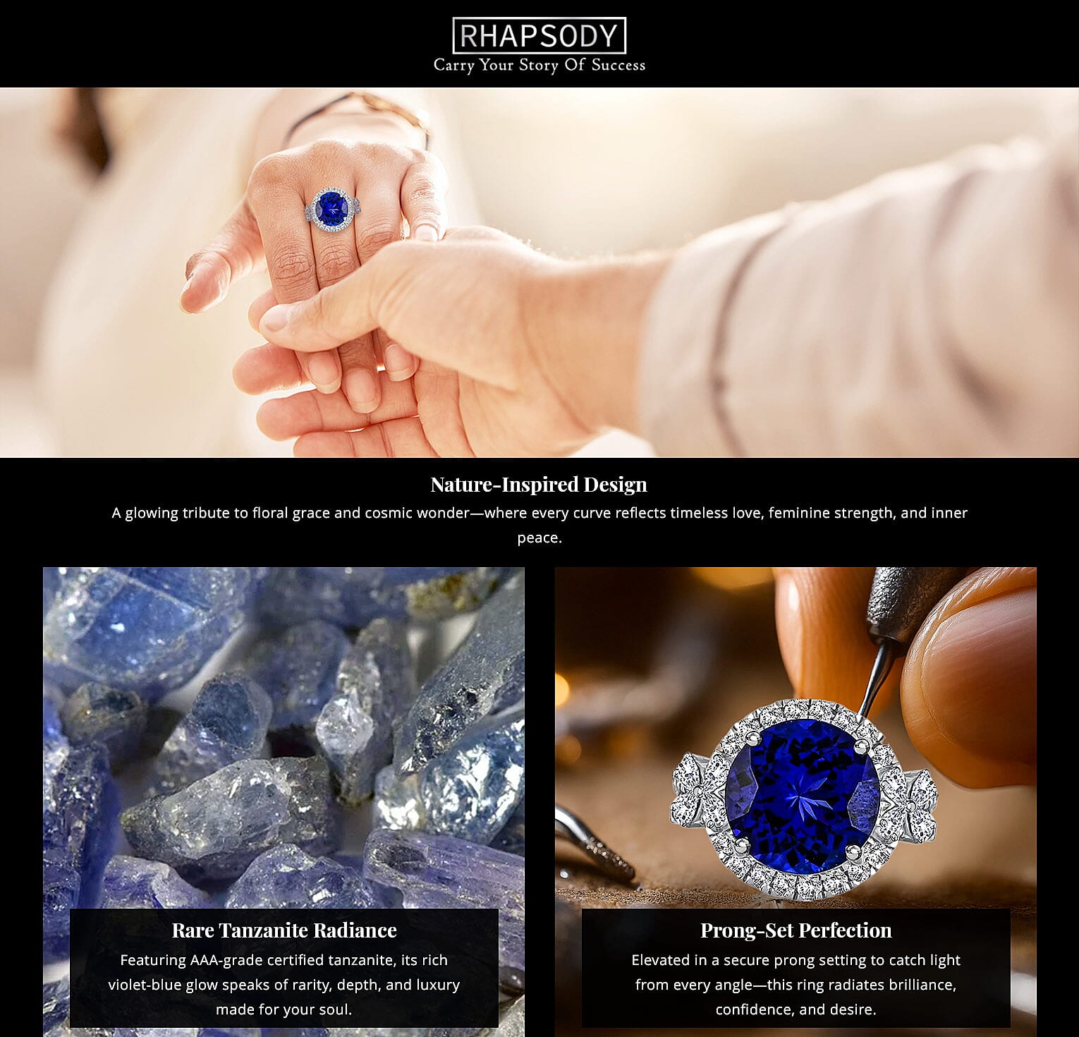 Certified and Appraised Rhapsody AAAA Tanzanite and E-F VS Diamond 7.10 ctw Ring in 950 Platinum Banner