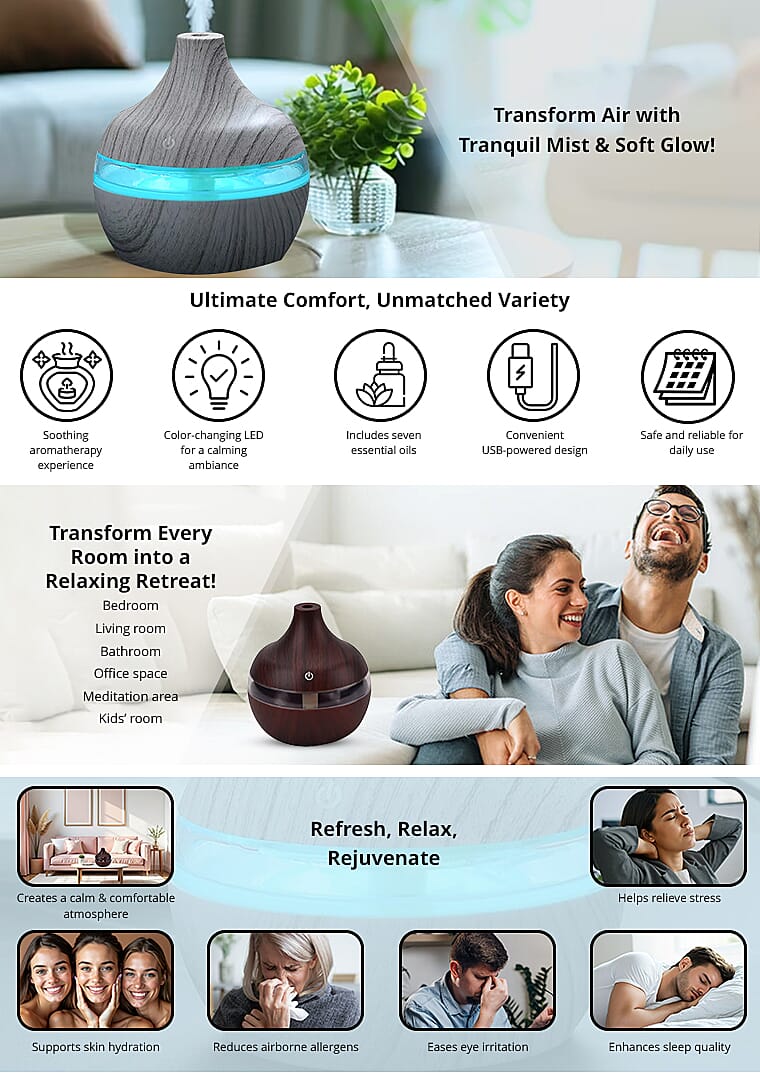 Ankur's Treasure Chest Color Changing LED Light 300ml Aroma Diffuser with 7 Essential Oils Banner