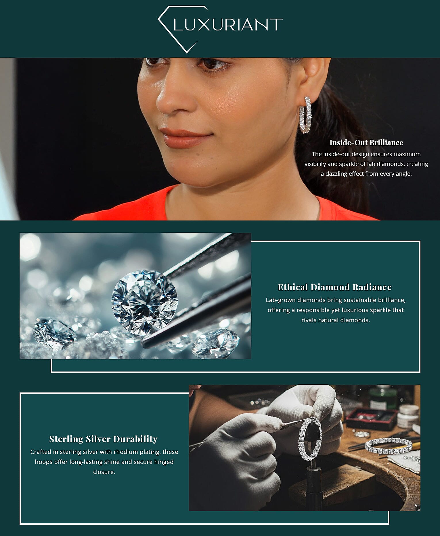 Luxuriant Lab Grown Diamond SI 1.00 ctw Inside Out Hoop Earrings in Rhodium Over Sterling Silver Banner