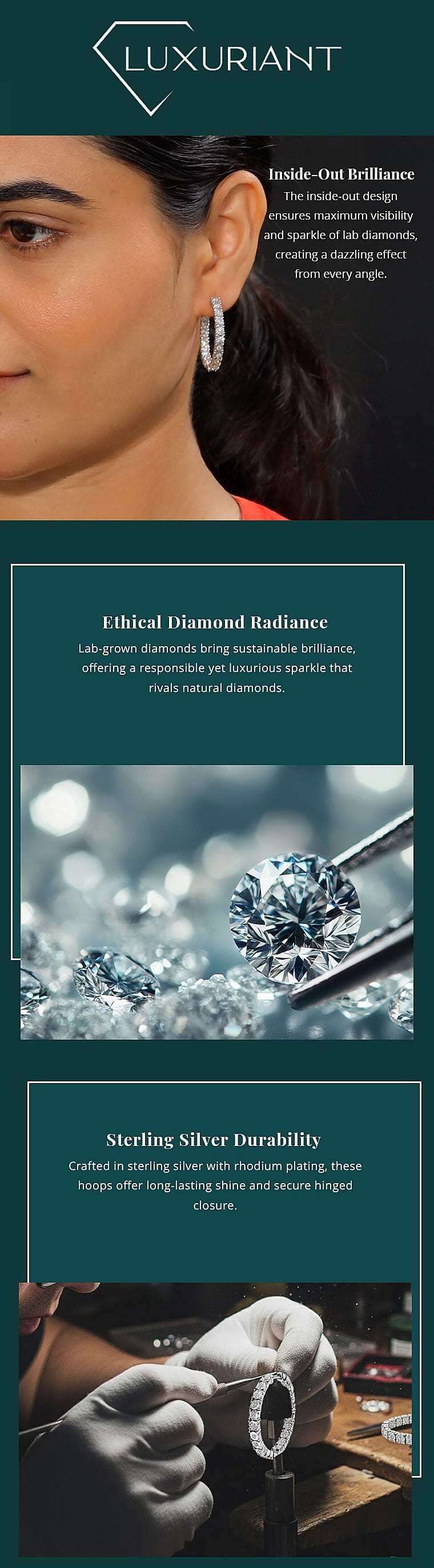 Luxuriant Lab Grown Diamond SI 1.00 ctw Inside Out Hoop Earrings in Rhodium Over Sterling Silver Banner