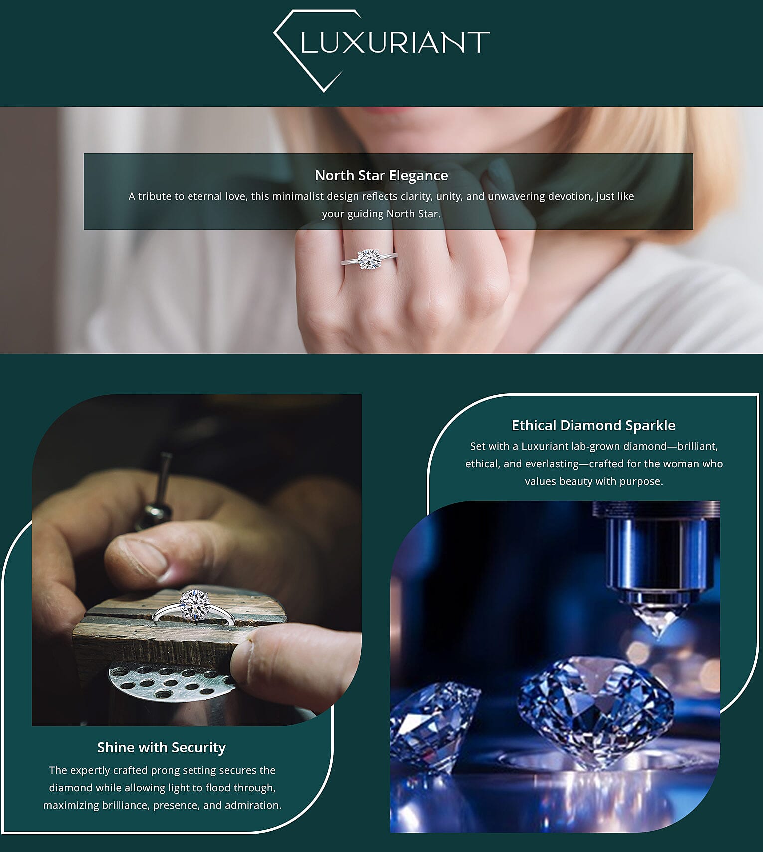 TLV IGI Certified 950 Platinum Luxuriant Lab Grown Diamond (G-H, VS) Ring 2.00 ctw Banner