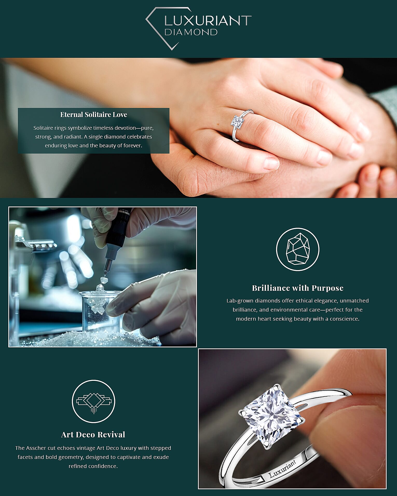 IGI Certified Asscher Cut Luxuriant Lab Grown Diamond Banner