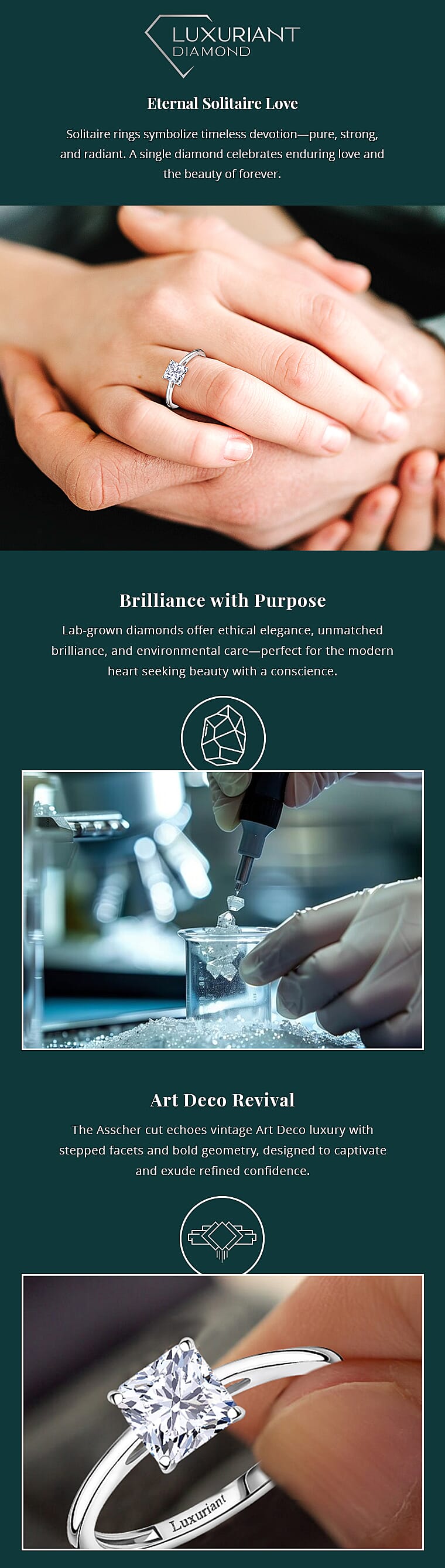 IGI Certified Asscher Cut Luxuriant Lab Grown Diamond Banner