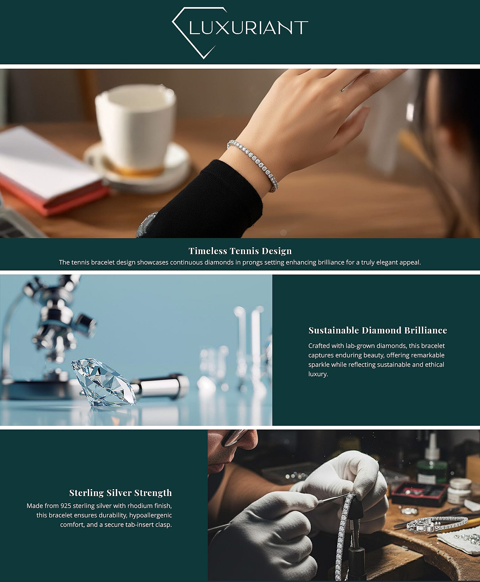 Luxuriant Lab Grown Diamond G-H SI 1.50 ctw Tennis Bracelet in Rhodium Over Sterling Silver (7.25 In) Banner