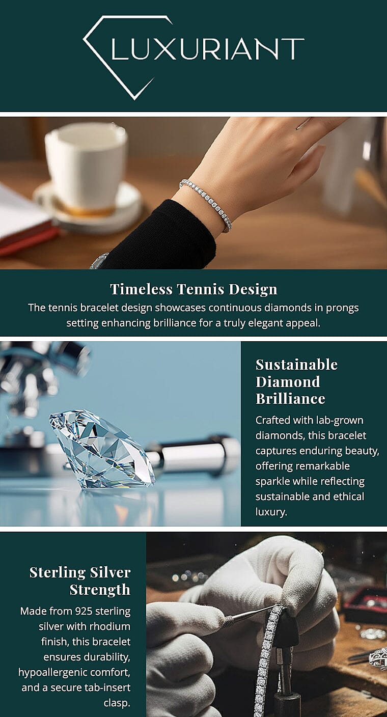 Luxuriant Lab Grown Diamond G-H SI 1.50 ctw Tennis Bracelet in Rhodium Over Sterling Silver (7.25 In) Banner