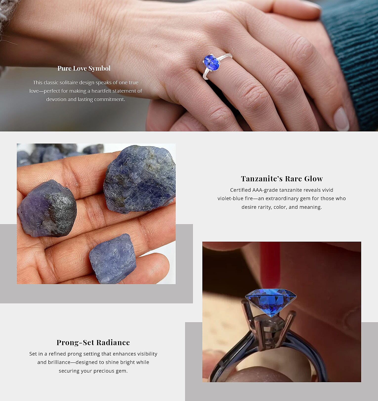 AAA Tanzanite 2.00 ctw Solitaire Ring in 950 Platinum Banner