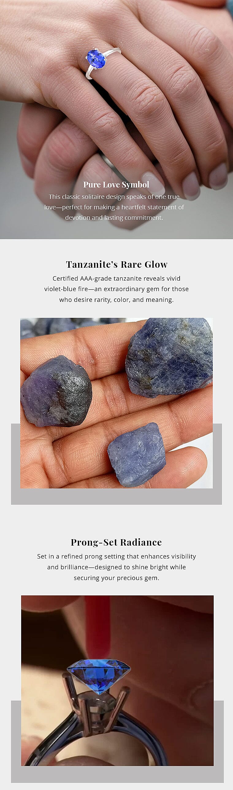 AAA Tanzanite 2.00 ctw Solitaire Ring in 950 Platinum Banner