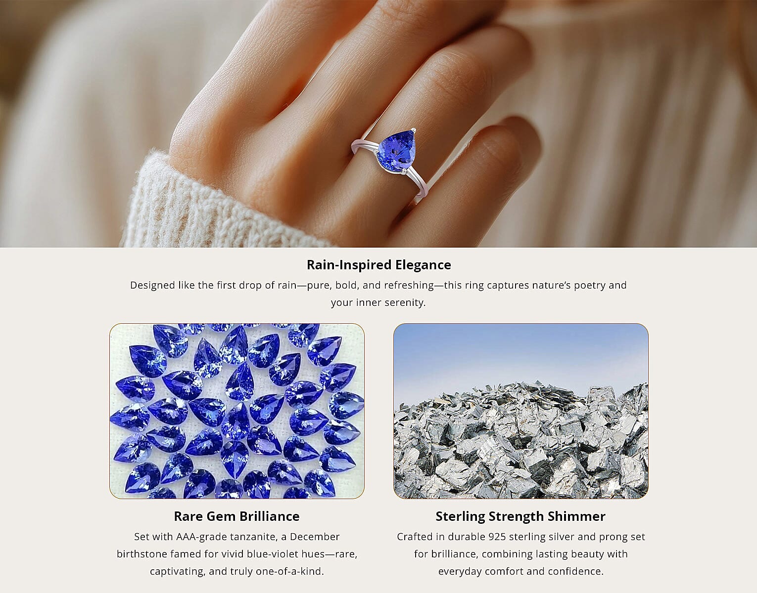 AAA Tanzanite 2.00 ctw Solitaire Ring in 950 Platinum Banner