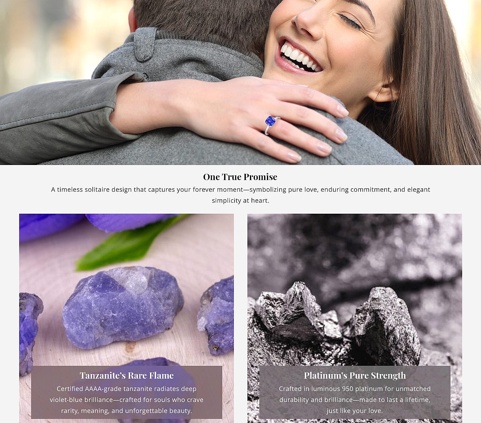 AAA Tanzanite 2.00 ctw Solitaire Ring in 950 Platinum Banner