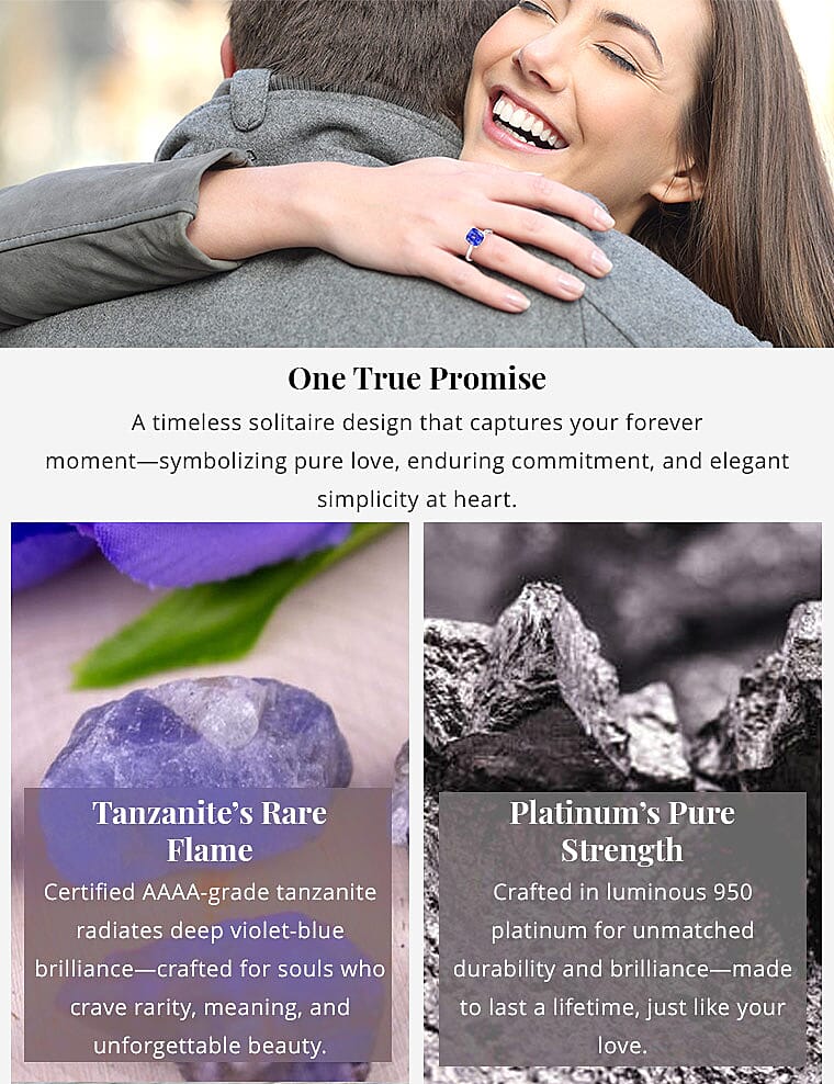 AAA Tanzanite 2.00 ctw Solitaire Ring in 950 Platinum Banner