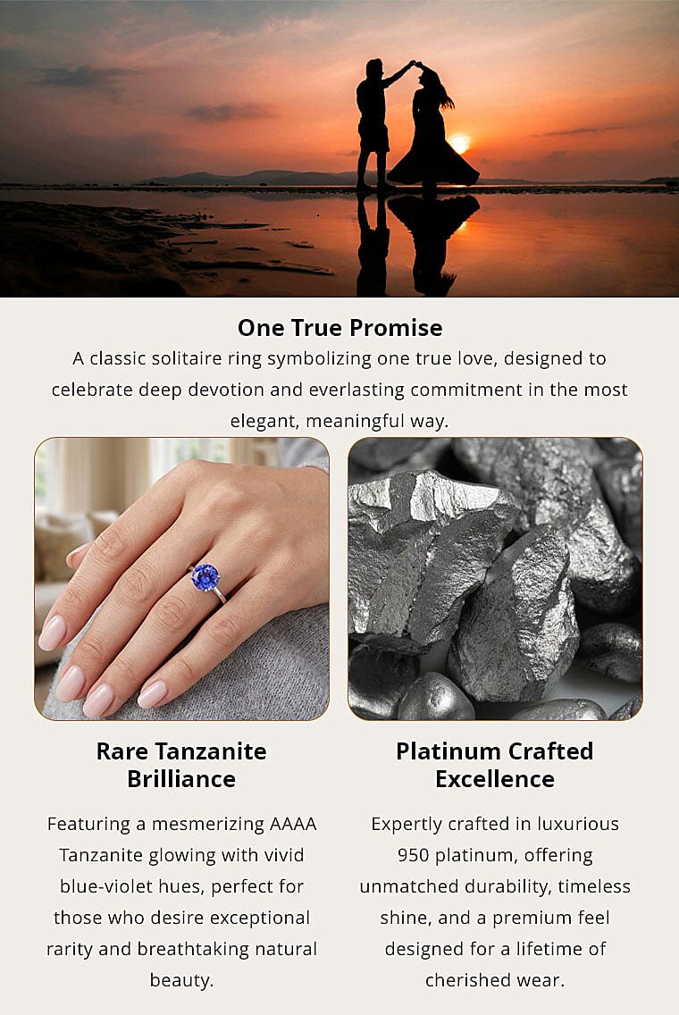 AAA Tanzanite 2.00 ctw Solitaire Ring in 950 Platinum Banner