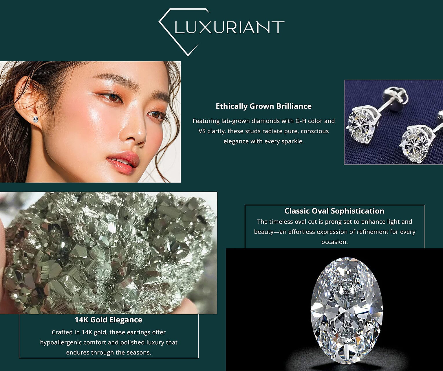 Luxuriant Lab Grown Diamond G-H VS 2.50 ctw Stud Earrings in 14K White Gold Banner