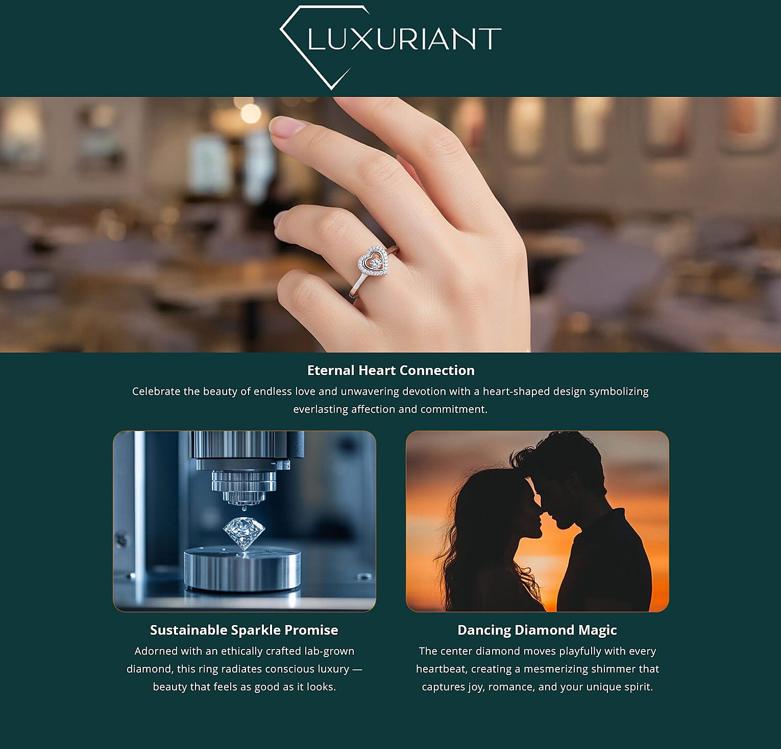 Luxuriant Lab Grown Diamond SI 0.20 ctw Heart Dancing Ring in Rhodium Over Sterling Silver Banner