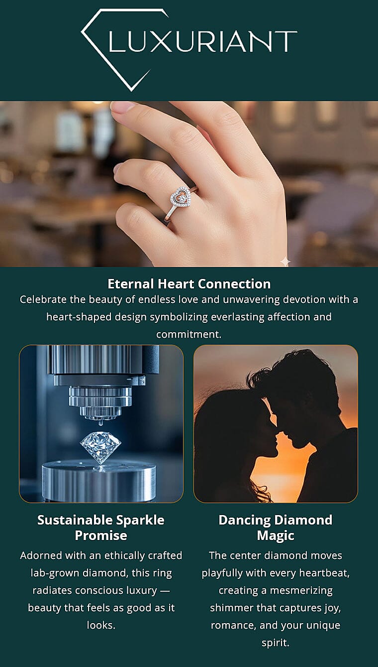 Luxuriant Lab Grown Diamond SI 0.20 ctw Heart Dancing Ring in Rhodium Over Sterling Silver Banner
