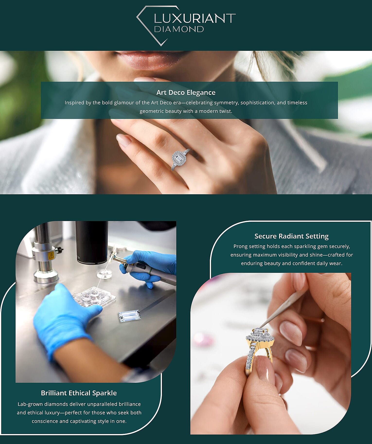 Luxuriant Lab Grown Diamond SI 1.00 ctw Double Halo Ring Banner