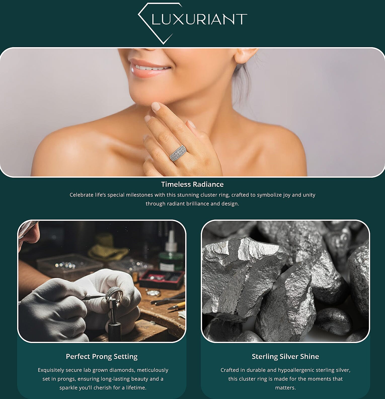 Luxuriant Lab Grown Diamond G SI 1.00 ctw Ring in Sterling Silver Banner