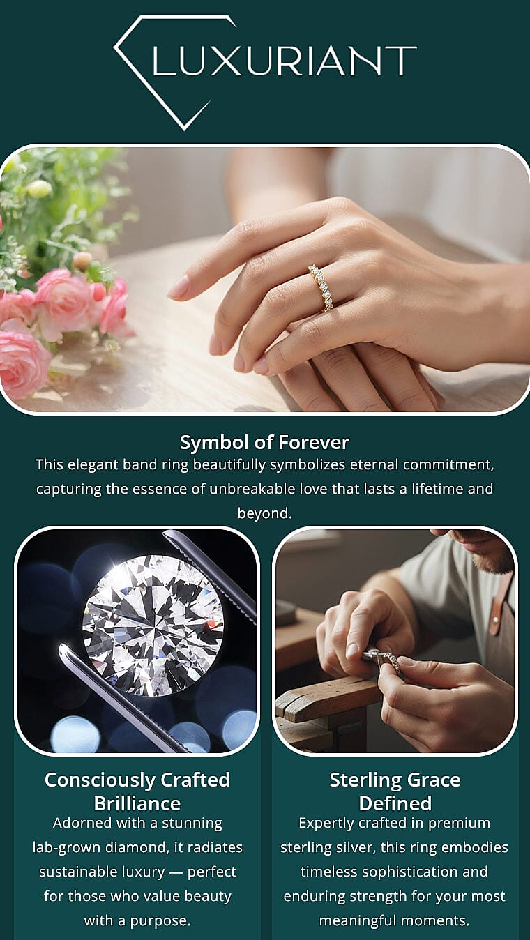 Luxuriant Lab Grown Diamond 0.30 ctw Band Ring in 18K Vermeil YG Over Sterling Silver (Size 10.0) Banner