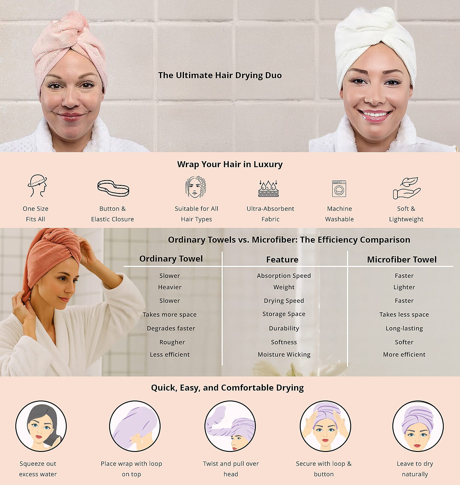 Closeout OliviaLayne 2 Pack Pink & Beige Head Wrap Set Banner