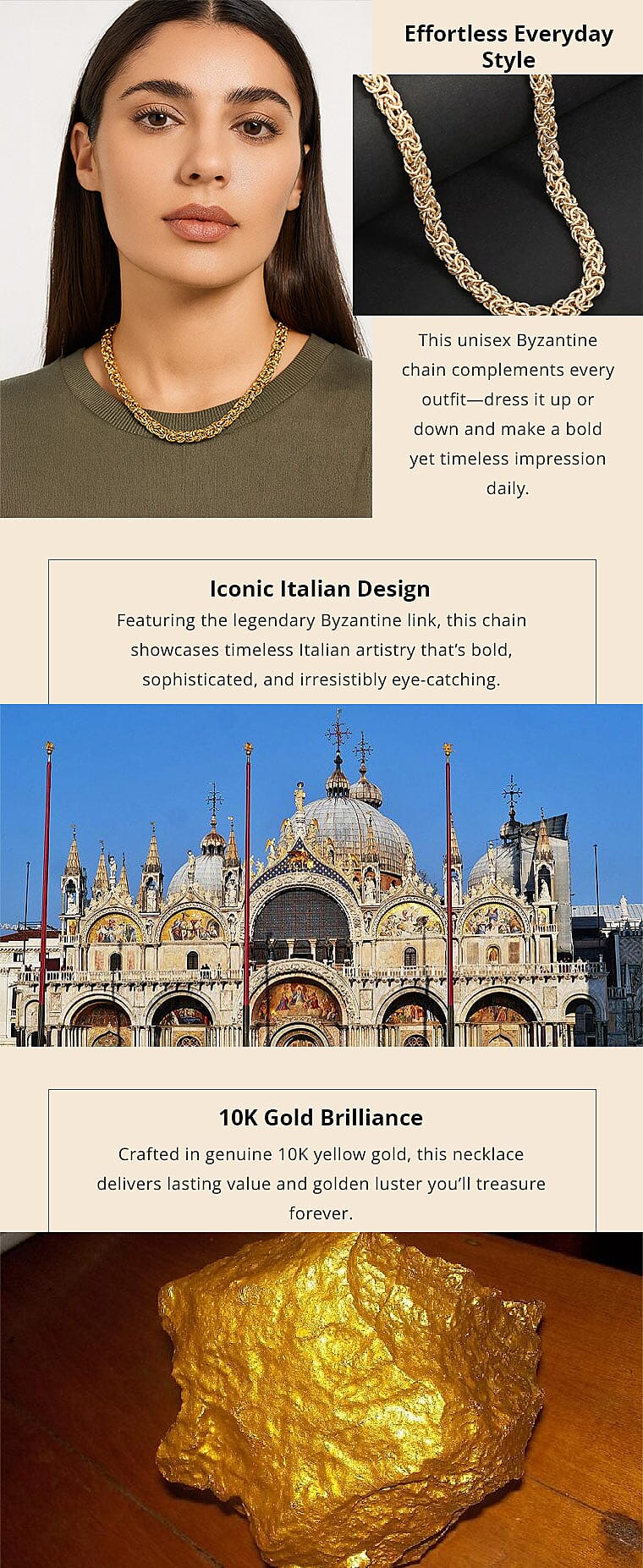 Italian 7.5mm Byzantine Chain Necklace in 10K Yellow Gold 13.6 Grams 18 Inches Banner