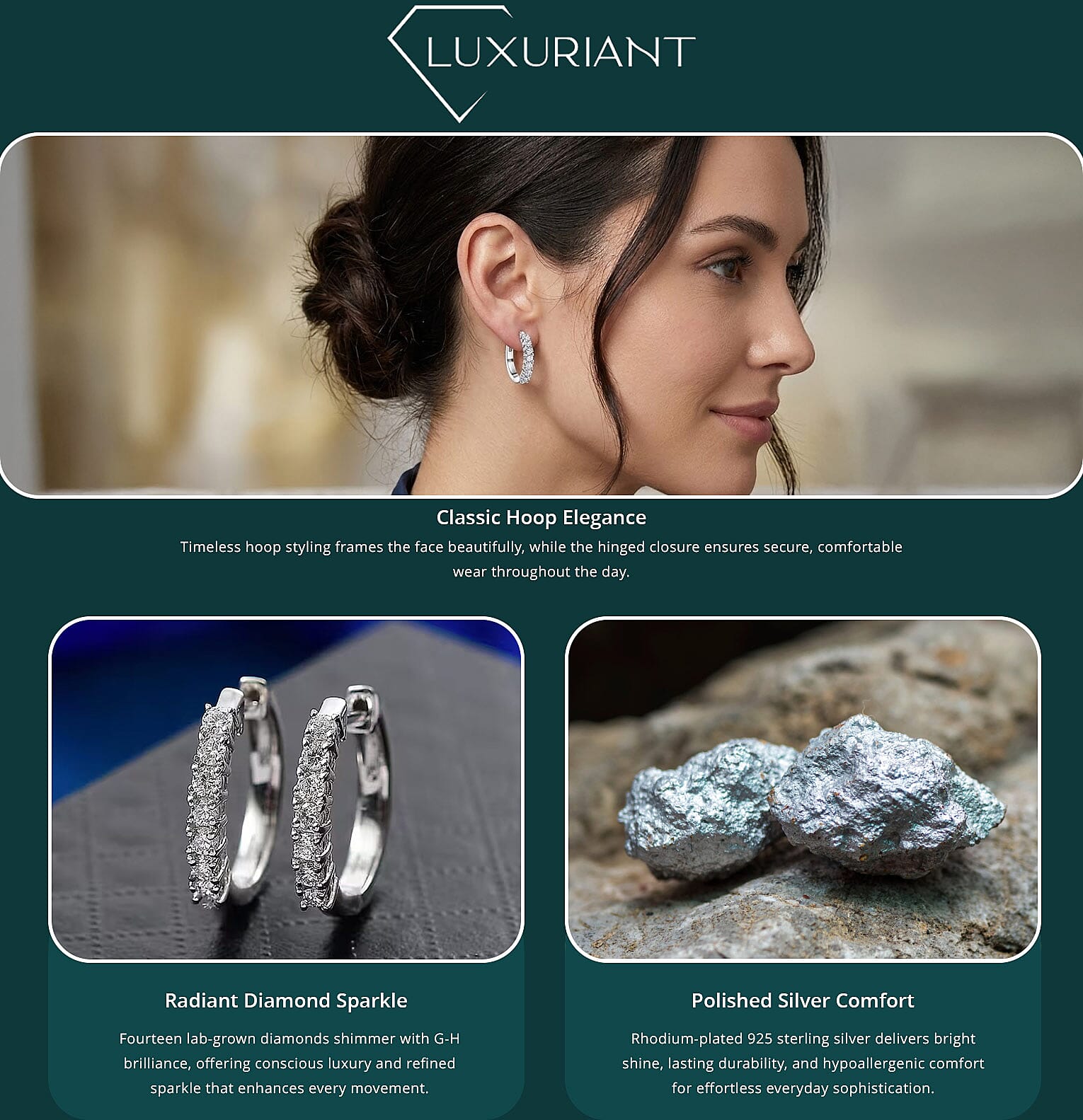 D'Joy Lab Grown Diamond I1 0.60 ctw Hoop Earrings in Rhodium Over Sterling Silver (Del. in 12-15 Days) Banner