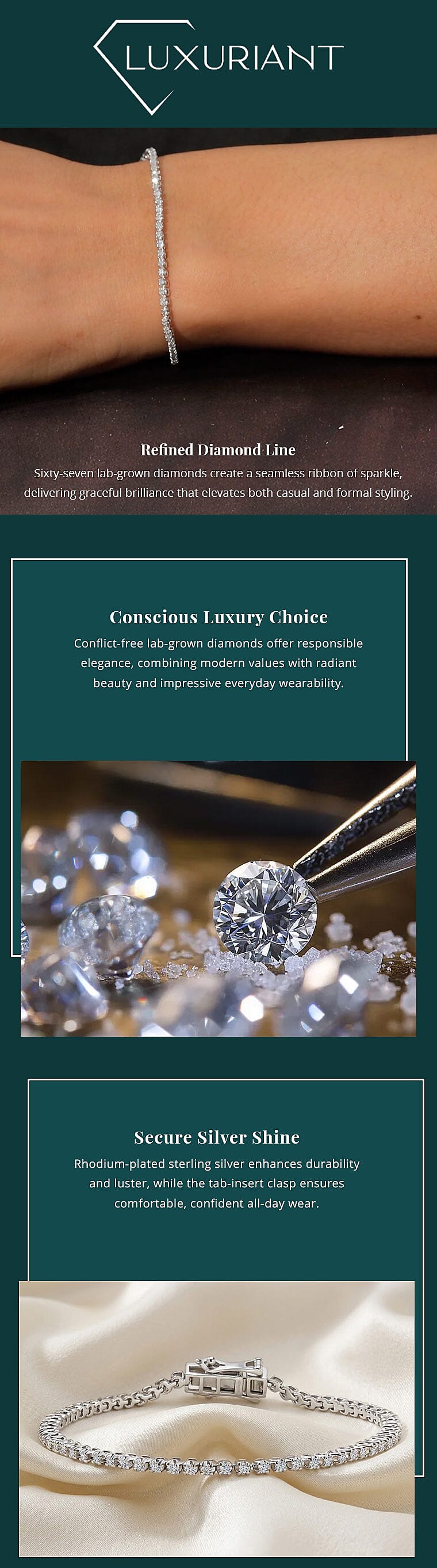 Luxuriant Lab Grown Diamond I2-I3 1.00 ctw Bracelet in Rhodium Over Sterling Silver (6.50 In) (Del. in 12-15 Days) Banner