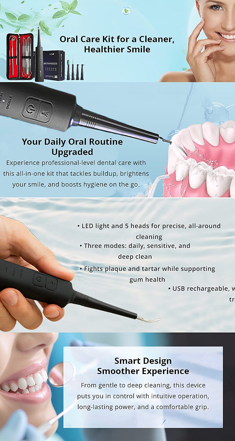 MedUp Cordless Electric Plaque Remover & Toothbrush Tooth Cleaning Kit Banner