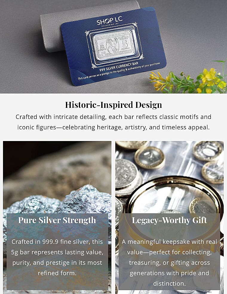 999.9 Fine Silver Currency Bar 5 Grams Banner