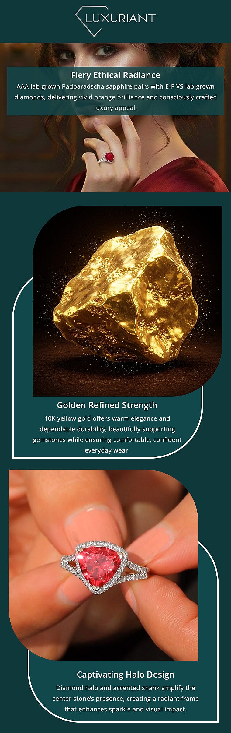 Certified Luxuriant AAA Asscher Cut Lab Grown Padparadscha Sapphire 3 Stone Ring Banner