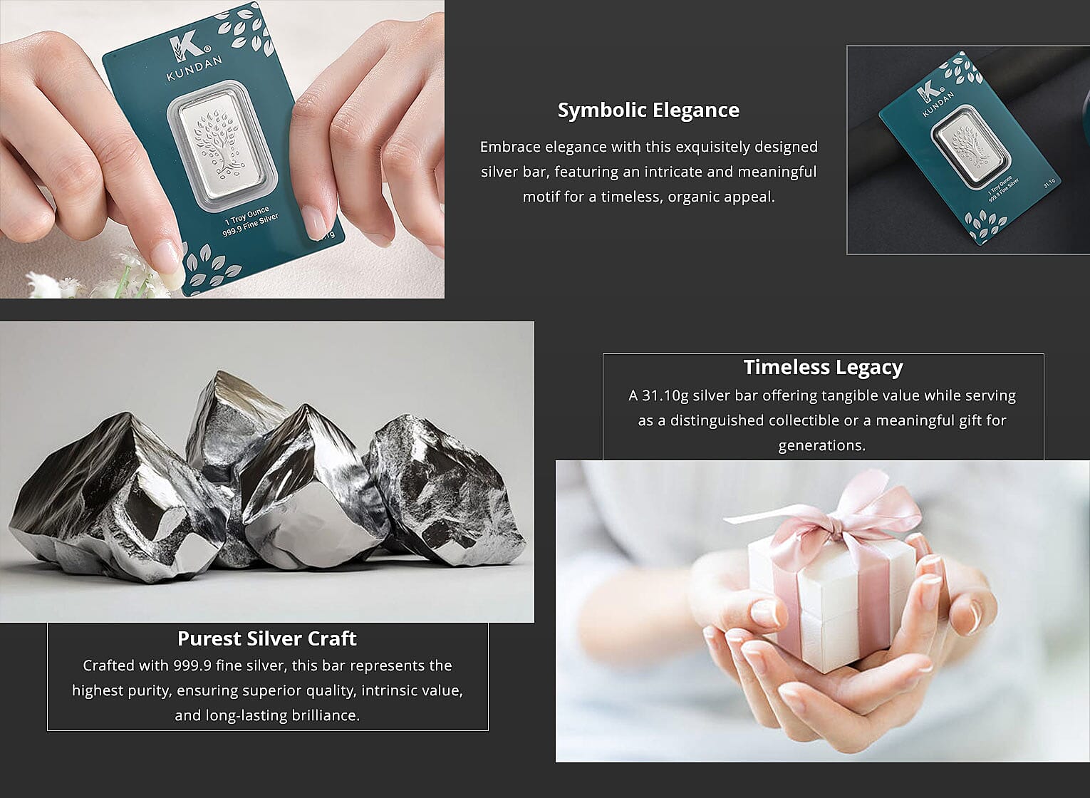 Kundan 999.9 Fine Silver One Troy Ounce Bullion Bar Earrings Banner