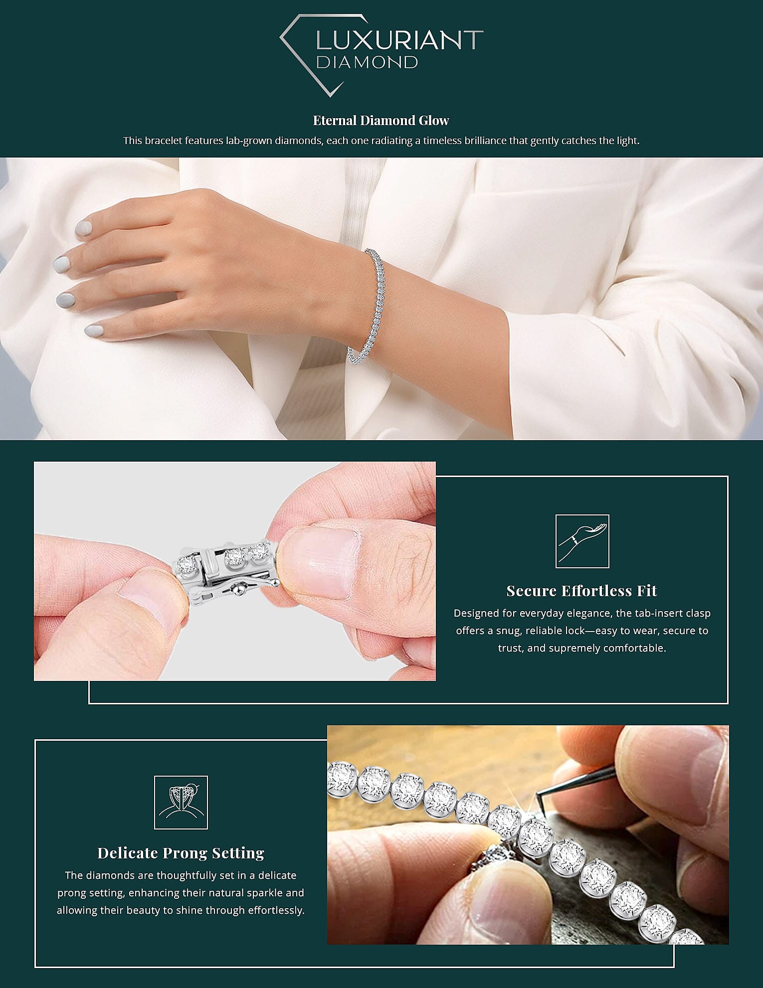 Luxuriant Lab Grown Diamond G SI 3.00 ctw Bracelet in Sterling Silver Banner