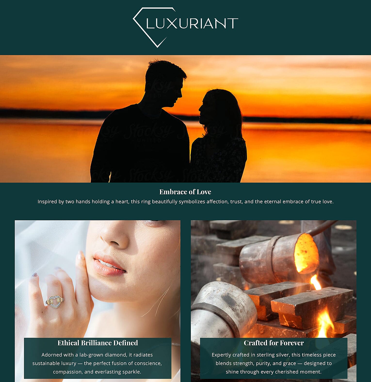 Luxuriant Lab Grown Diamond G-H, SI 0.25 ctw Embrace of Love Ring in 18K Vermeil Yellow Gold Over Sterling Silver Banner