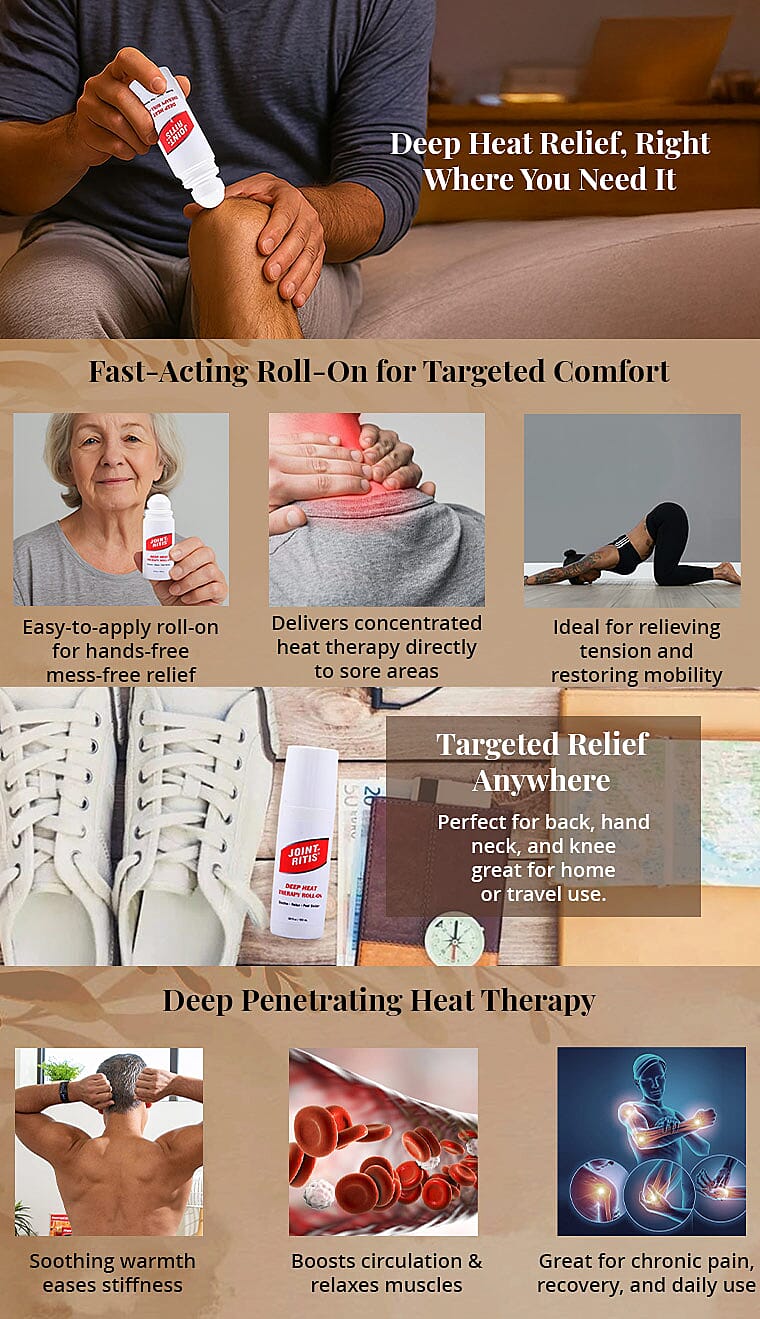 JOINT-RITIS Deep Heat therapy Roll-On (3.3oz) Made in US Banner
