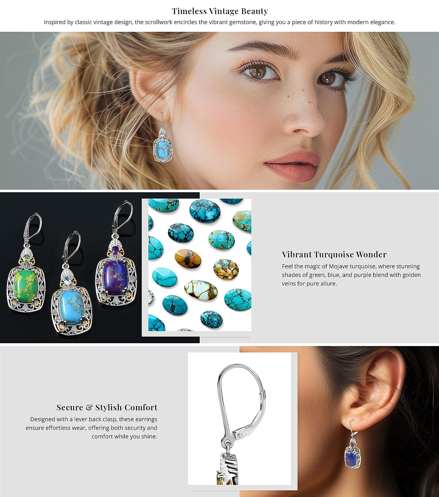 Karis Mojave Blue Turquoise and Sky Blue Topaz 12.90 ctw Lever Back Earrings Banner