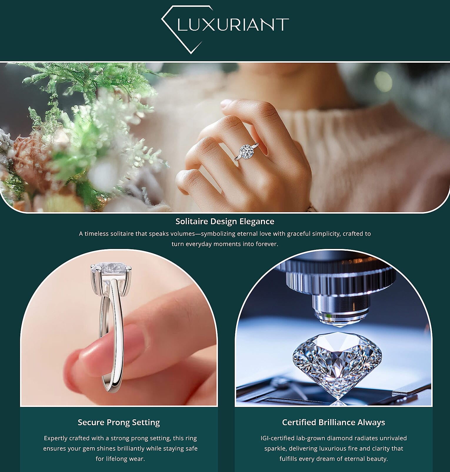 IGI Certified Luxuriant Lab Grown Diamond E-F VS 3.00 ctw Solitaire Ring in 950 Platinum Banner