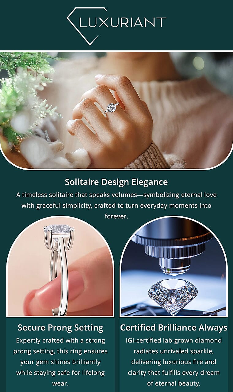 IGI Certified Luxuriant Lab Grown Diamond E-F VS 3.00 ctw Solitaire Ring in 950 Platinum Banner