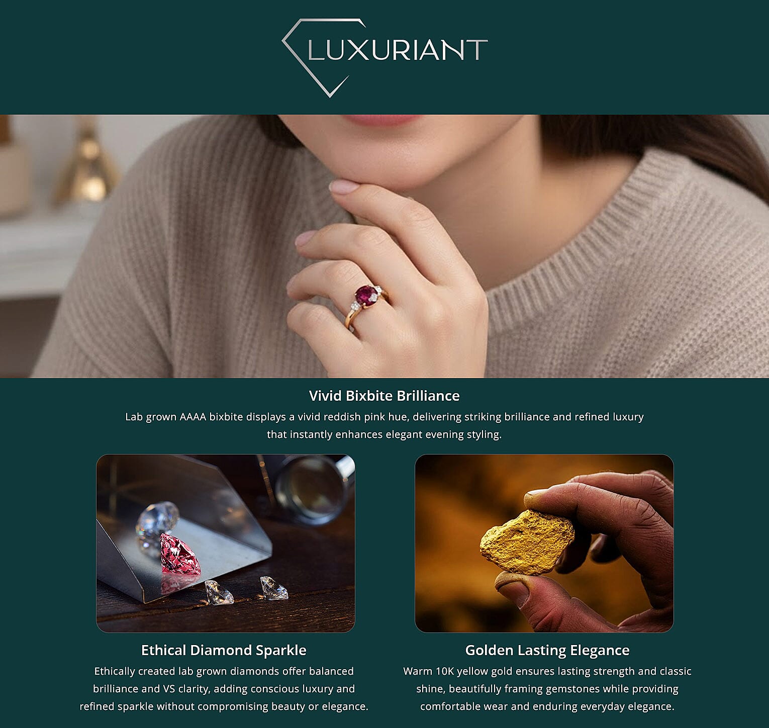 Certified & Appraised AAA Luxuriant Bixbite (LG) and Lab Grown Diamond E-F VS 2.51 ctw Ring Banner