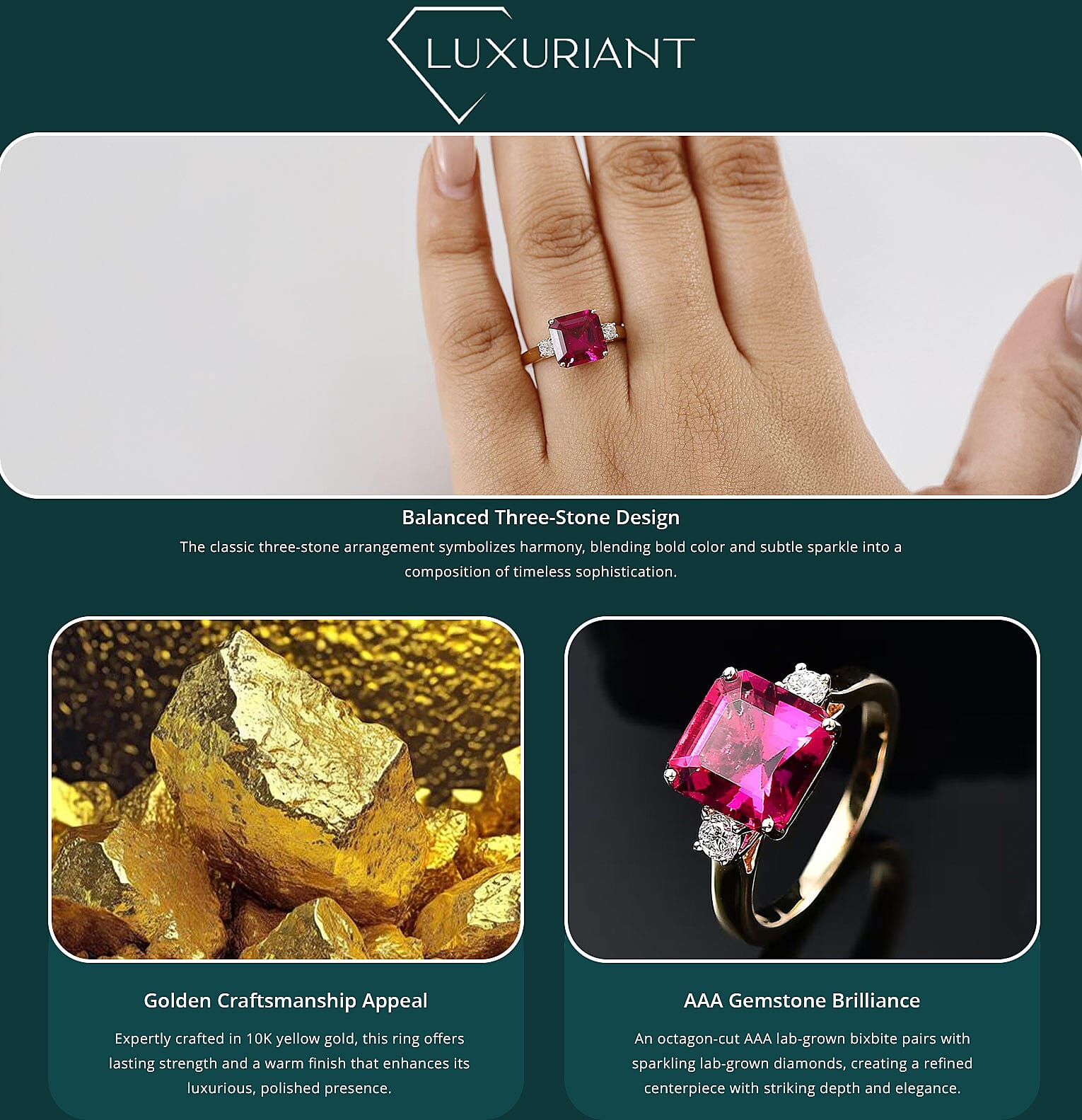 Luxuriant AAA Lab Grown Bixbite and Lab Grown Diamond E-F VS 3.25 ctw Ring in 10K Yellow Gold Banner