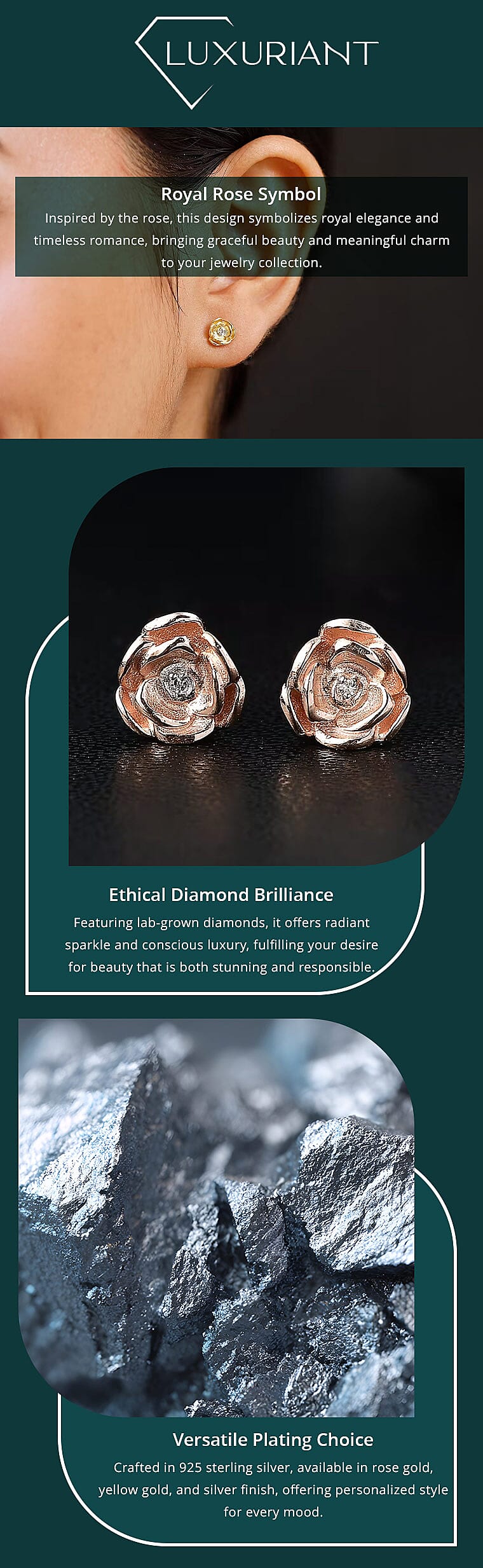 Luxuriant Lab Grown Diamond (VS) Accent Floral Stud Earrings in Sterling Silver (Del. In 10-12 Days) Banner