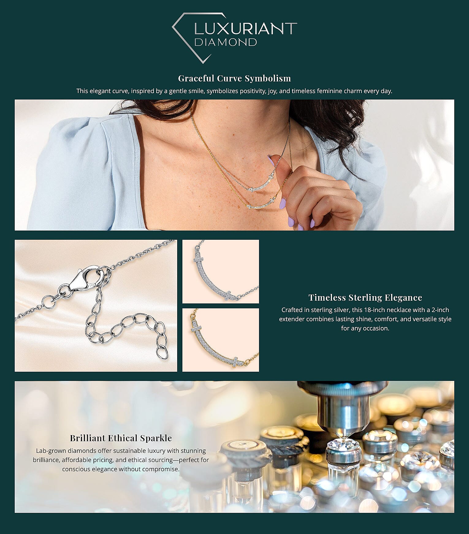 Luxuriant Lab Grown Diamond SI 0.30 ctw Necklace in Rhodium Over Sterling Silver Banner