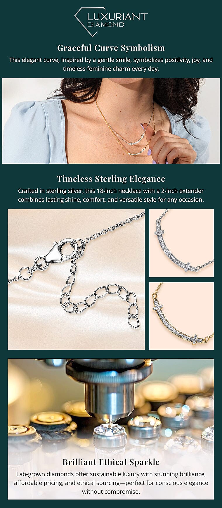 Luxuriant Lab Grown Diamond SI 0.30 ctw Necklace in Rhodium Over Sterling Silver Banner