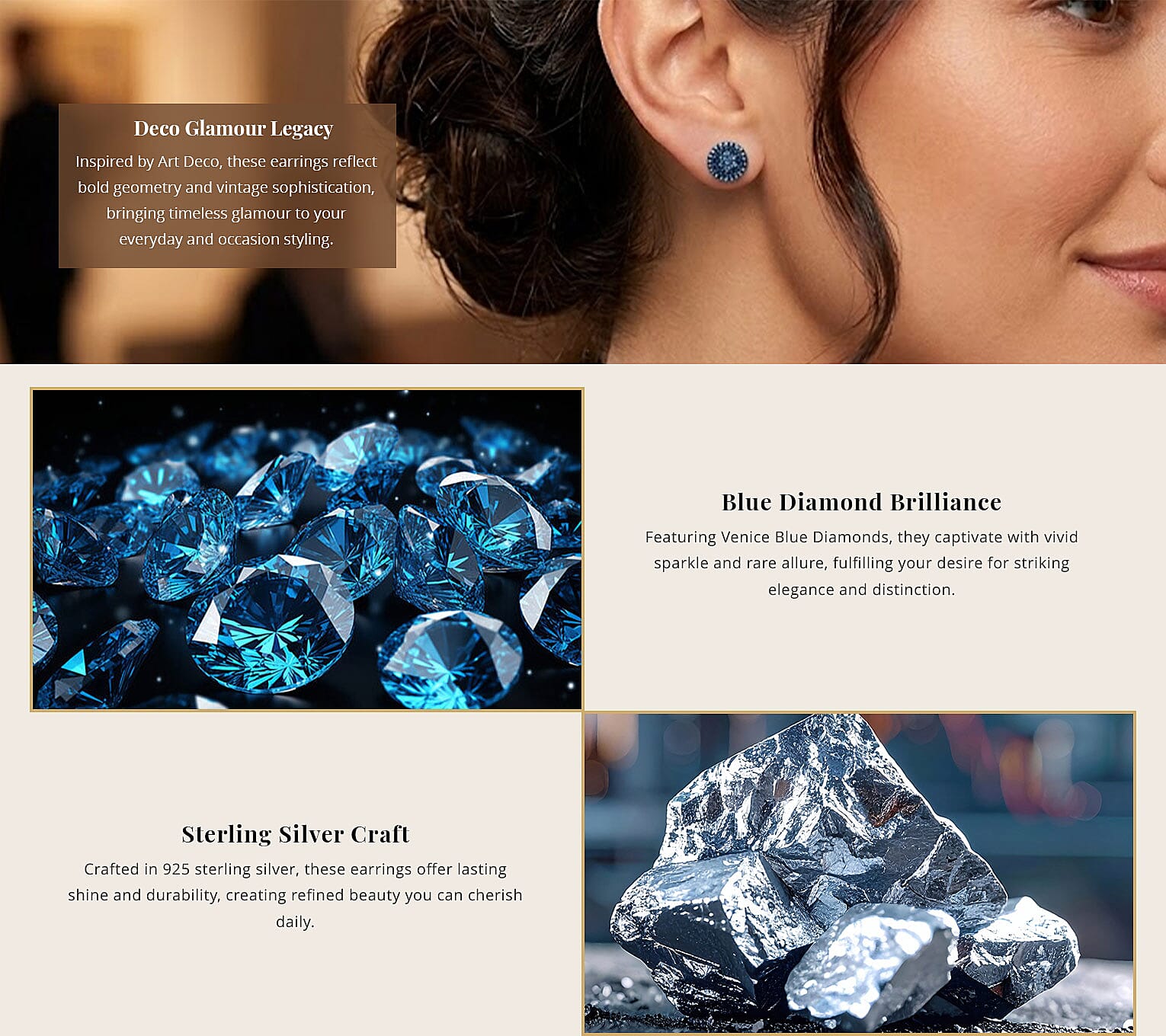 Venice Blue Diamond I1-I2 0.50 ctw A Touch of Luxury Earrings in Platinum Over Sterling Silver Banner
