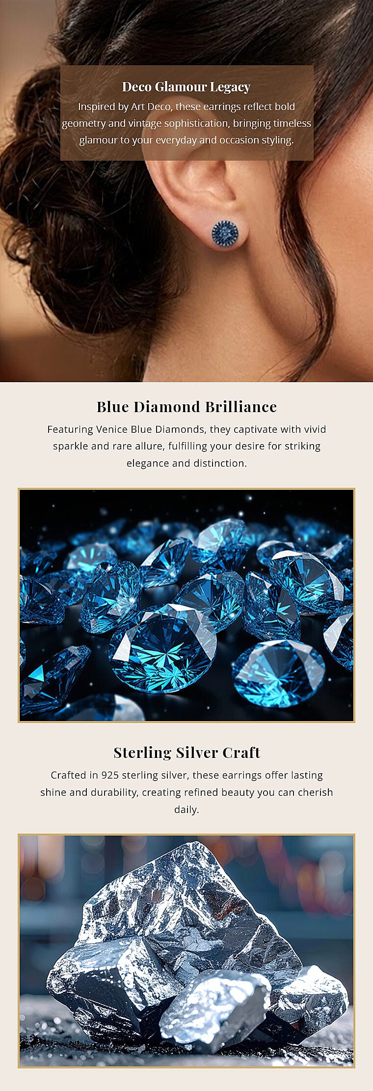 Venice Blue Diamond I1-I2 0.50 ctw A Touch of Luxury Earrings in Platinum Over Sterling Silver Banner