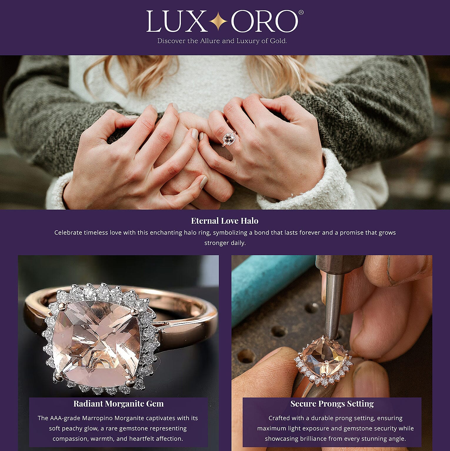 Certified & Appraised Luxoro AAA Marropino Morganite and G-H I2 Diamond 3.75 ctw Ring in 10K Rose Gold (Del. in 10-15 Days) Banner