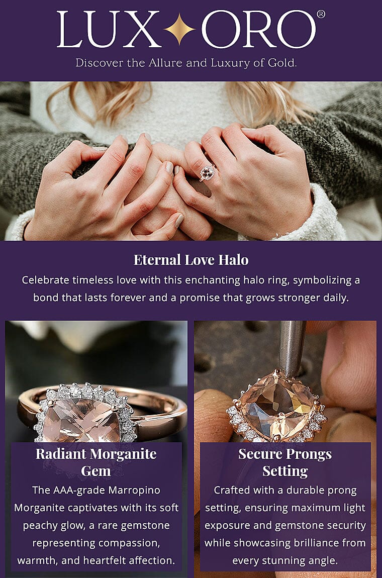 Certified & Appraised Luxoro AAA Marropino Morganite and G-H I2 Diamond 3.75 ctw Ring in 10K Rose Gold (Del. in 10-15 Days) Banner