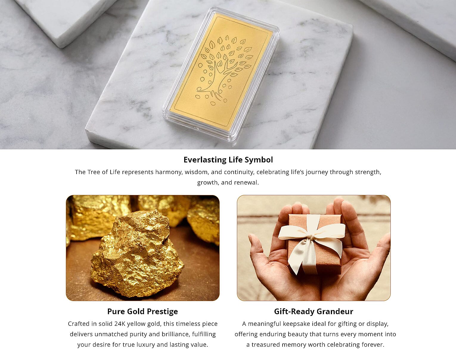 24K Gold Tree of Life Embossed Sheet 55x30mm 100mg Banner