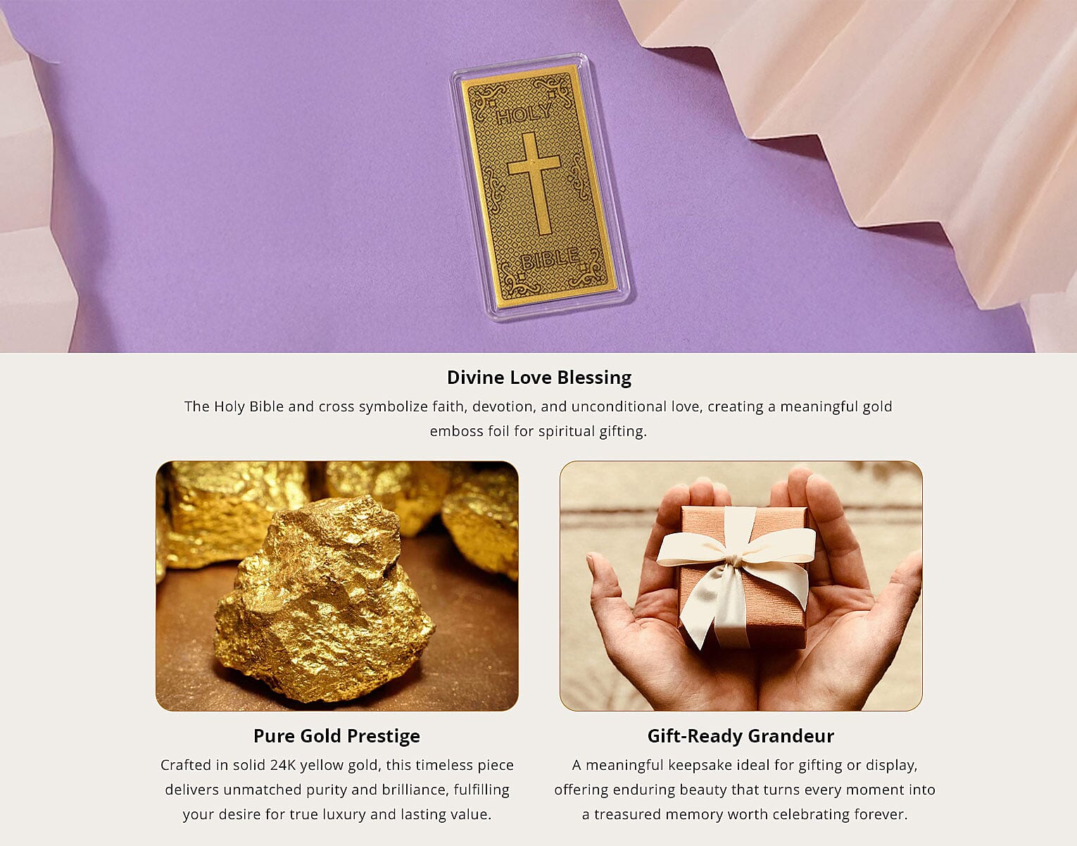 24K Gold Holy Bible Emboss Sheet 55x30mm 100mg Banner