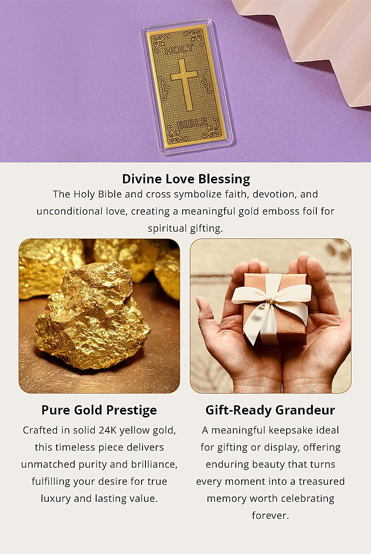 24K Gold Holy Bible Emboss Sheet 55x30mm 100mg Banner