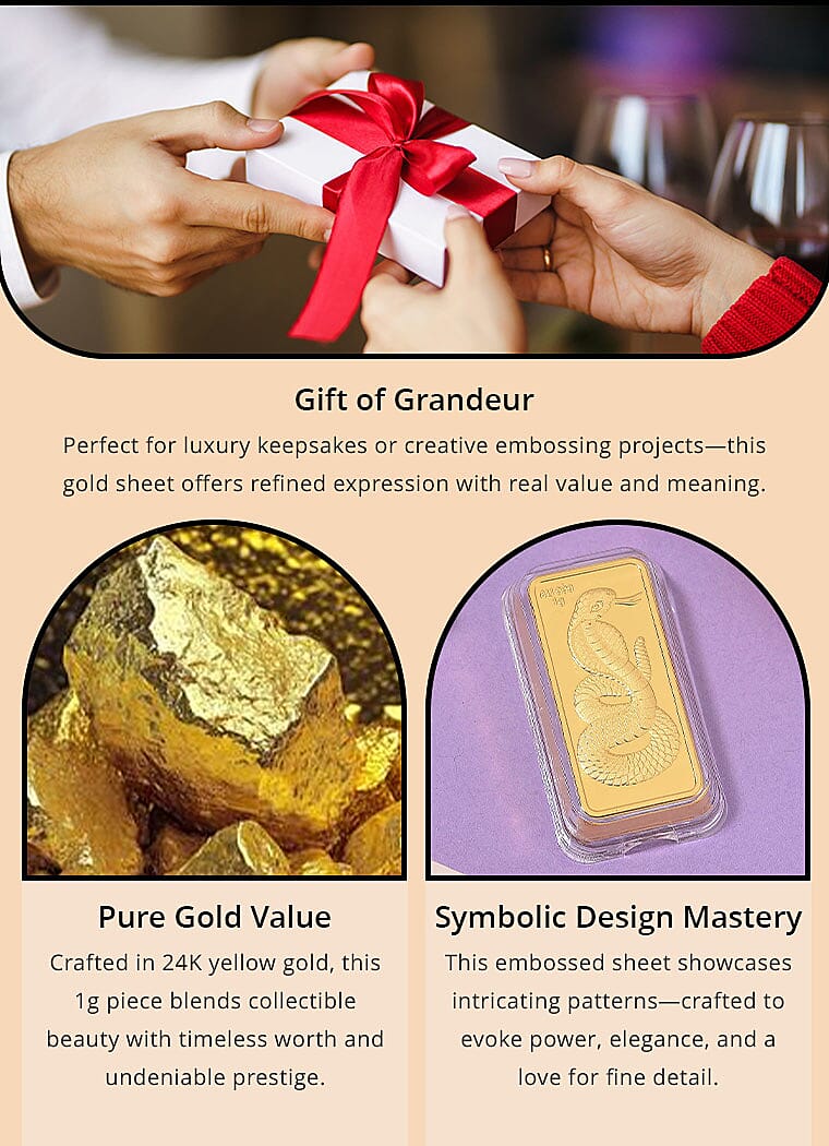 24K Gold Serpent Emboss Sheet 40x20 mm 1 Grams Banner